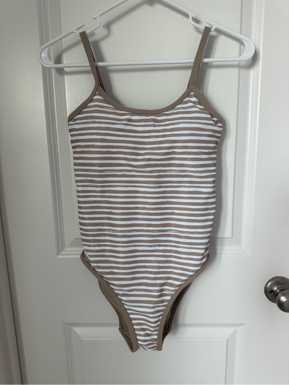 LainSnow Brown & White Striped Kids One-Piece